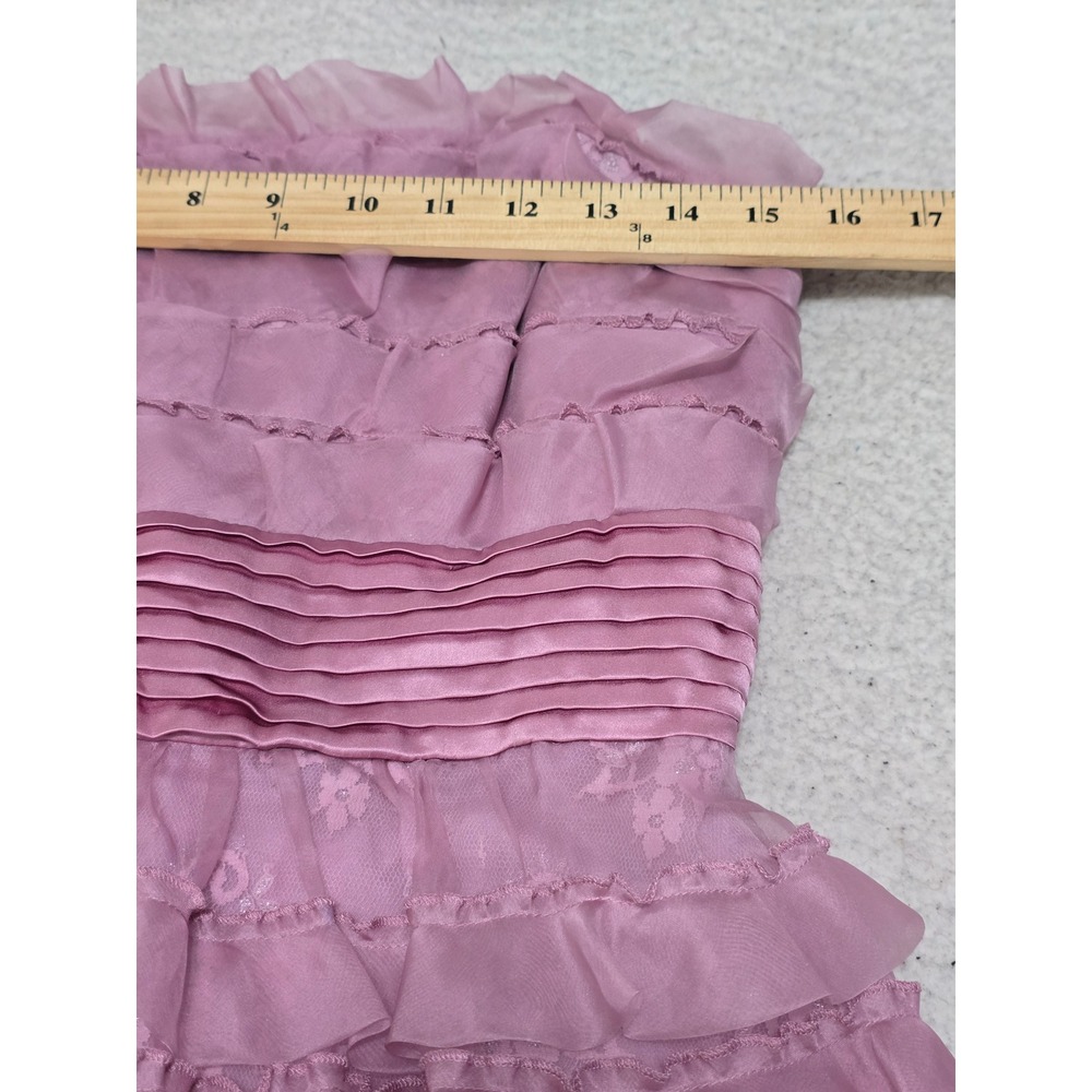 BCBGMAXAZRIA Light Plum Silk Ruffle Strapless Mini Dress SAN6L864 Size 8 - Picture 10 of 13
